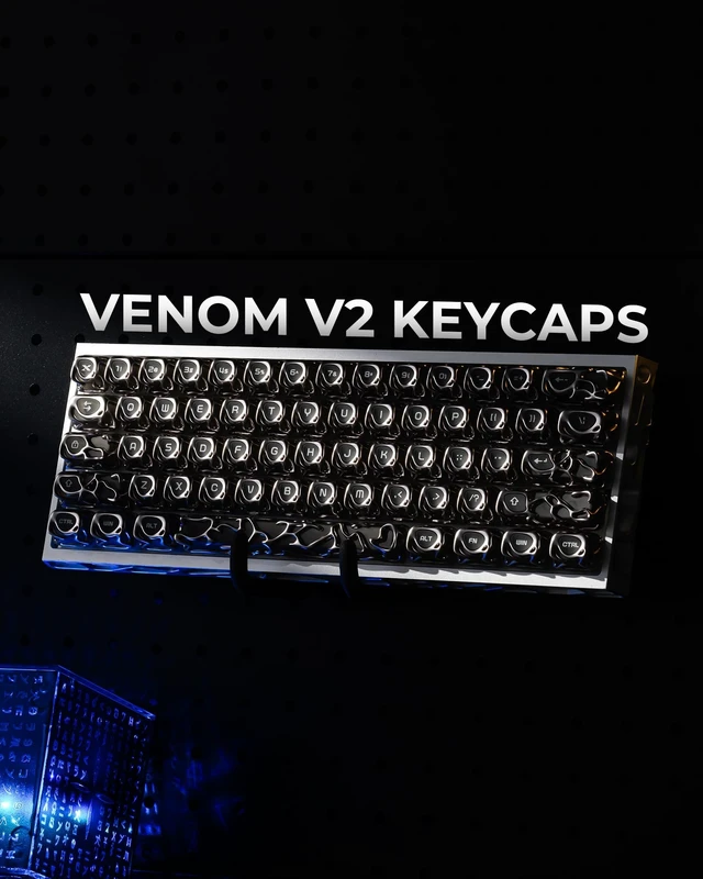 Alt view image 5 of 5 - XVX Venom Keycap 60 75 100 Percent, Translucency Keyboard Keycaps w/Hollowed-out Design, ABS+PC Material Keycaps, MOA Profile Keycap, Full 120 Key Set for MX Mechanical Gaming Keyboards (Silver)