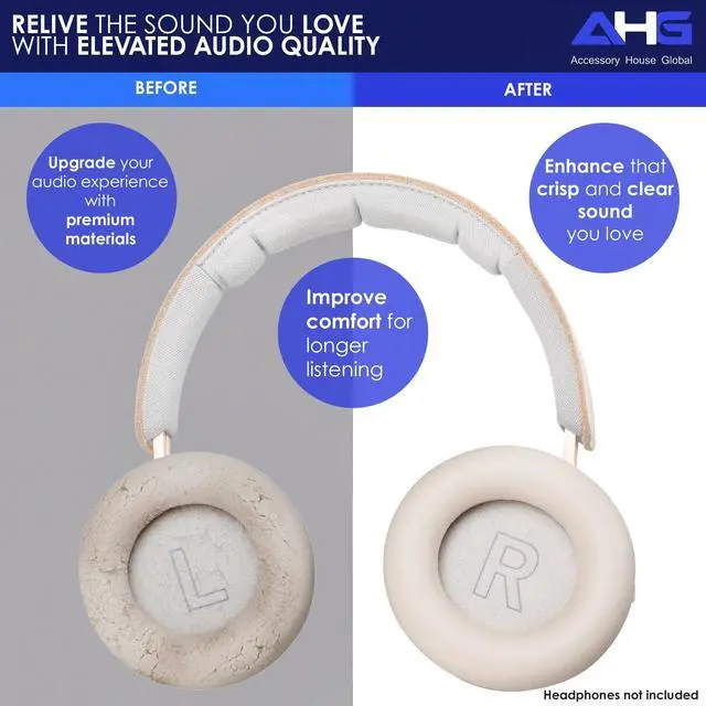 Alt view image 4 of 5 - AHG Premium hx Ear Pads Cushions Compatible with Bang & Olufsen Beoplay HX Headphones (Gold Tone). Easy DIY Fit ^^ Luxurious Sheepskin Leather ^^ AHG FlexiSoft Foam ^^ Seam Stitched Durability