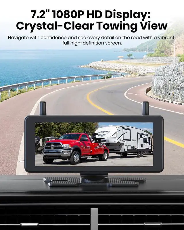 Alt view image 4 of 5 - AUTO VOX Wireless Backup Camera Magnetic:Portable No Wiring 1 Min Install Trailer Hitch Camera,2-Channel HD 1080P Car Monitor & IR Night Vision Back Up Camera Systems for Truck,RV (7.2 inch)