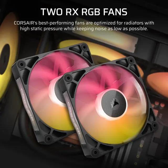 Alt view image 3 of 5 - CORSAIR iCUE Link Titan 240 RX LCD Liquid CPU Cooler 240mm AIO Low-Noise FlowDrive Cooling Engine Intel LGA 1851/1700, AMD AM5/AM4 2X RX120 RGB Fans iCUE Link System Hub Included Bl
