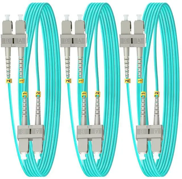 Main image of FiberPrime- OM3 SC to SC Fiber Patch Cable, Duplex Multimode, MM Fiber Optic Patch Cable, 10G/40G, 50/125um, LSZH, 15m/50ft,3Pack