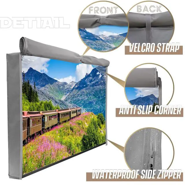 Alt view image 4 of 5 - IC ICLOVER Outdoor TV Cover 60-65 inch, 600D Heavy Duty Weatherproof TV Enclosure, Waterproof Zipper Access with Bottom Seal for Outside LED, LCD, OLED Flat Screen TVs