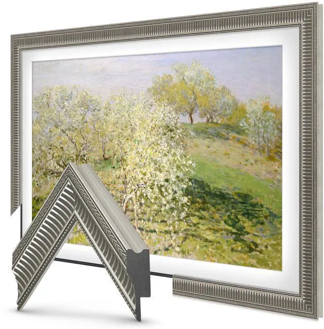 Main image of Empire Silver 43" Slim Deco TV Frame - Compatible ONLY with Samsung The Frame TVs (Fits 2021-2026, LS03A, LS03B, LS03C, LS03D, LS03FA)