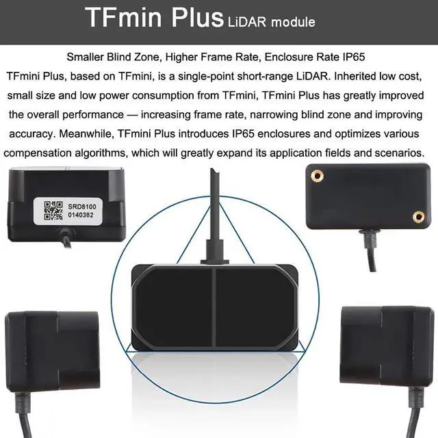 Alt view image 5 of 5 - Benewake TFmini Plus LiDAR Module Laser Radar - 12m Range Waterproof IP65 UART/I2C/I/O Interfaces, for Pixhawk,Robotics, Drones, and Industrial Automation
