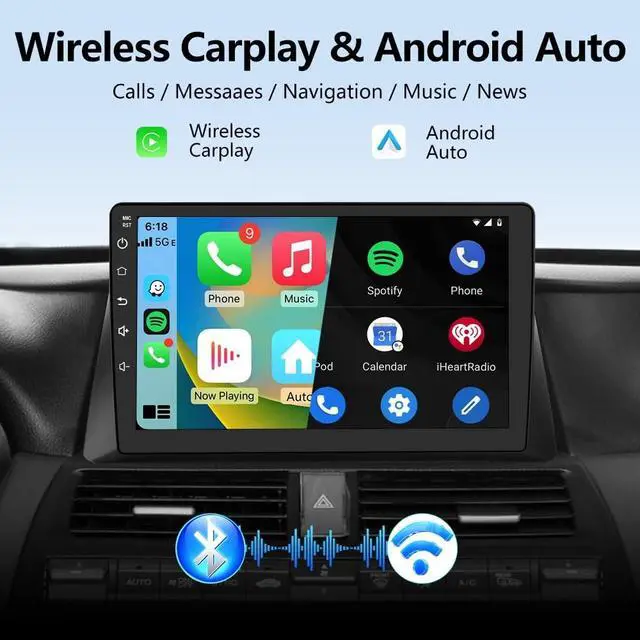 Alt view image 3 of 5 - AWESAFE 8Core 64GB Car Radio Stereo for Honda Accord 2008 2009 2010 2011 2012 2013 with CarPlay Android Auto GPS SWC Bluetooth Backup Camera