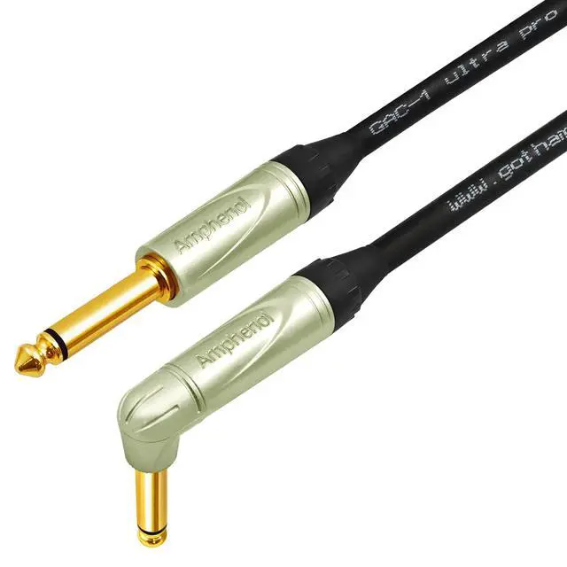 Alt view image 5 of 5 - 30 Foot - Gotham GAC-1 Ultra Pro (Black) - Premium, Low-Capacitance (21 pf/F) Guitar Bass Instrument Cable - Amphenol QM2R-AU & QM2P-AU Inch (6.35mm) Gold TS Connectors