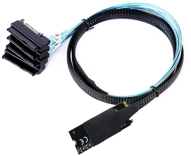 Alt view image 5 of 5 - AoQhir M.2 SFF-8643 to 4 x SAS 8482 Converter Cable 12Gbps High-Speed Server Interconnect, 30AWG Copper Wire, Plug and Play (1m)
