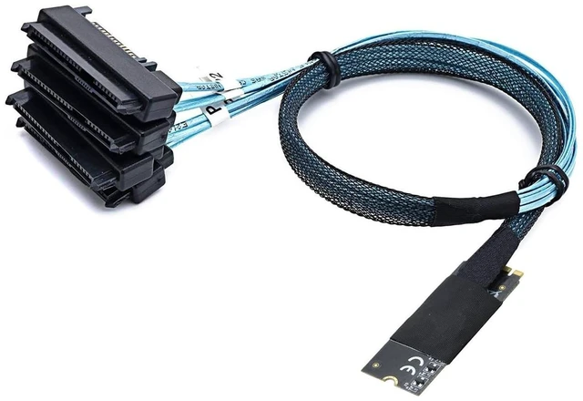 Alt view image 3 of 5 - AoQhir M.2 SFF-8643 to 4 x SAS 8482 Converter Cable 12Gbps High-Speed Server Interconnect, 30AWG Copper Wire, Plug and Play (1m)