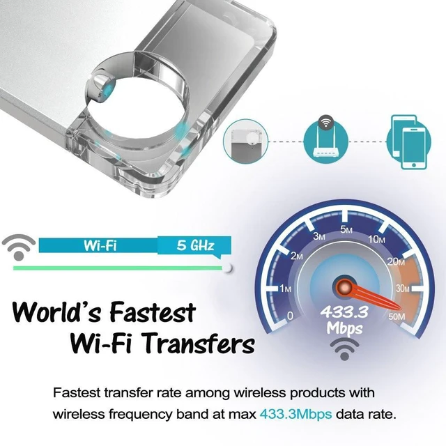 Alt view image 3 of 5 - V-smart CrystalDisk 5G Wireless External Storage Drive for iOS iPhone, Tablets, Computers - Universal USB Flash Drive Super Fast Speed Transmission (64GB)