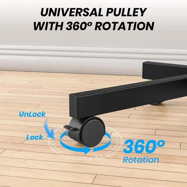 Alt view image 4 of 5 - Mobile TV Cart for 23-60 Inch LCD LED OLED Flat Curved Screen TVs - Height Adjustable Rolling Floor Stand with Shelf and Locking Wheels - Up to 88lbs, Max VESA 400x400mm, Black