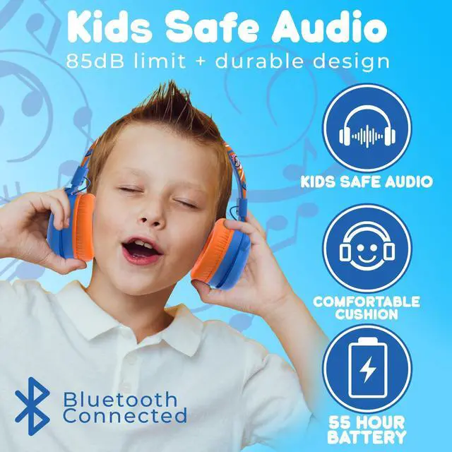 Alt view image 2 of 5 - JellieMons Booma Echo Wireless Stereo Headphones for Kids, Over Ear, Foldable, Fun Characters, Safe Volume Features, Optional Wired Connection, School Ready, Long Play time.(Yellow)