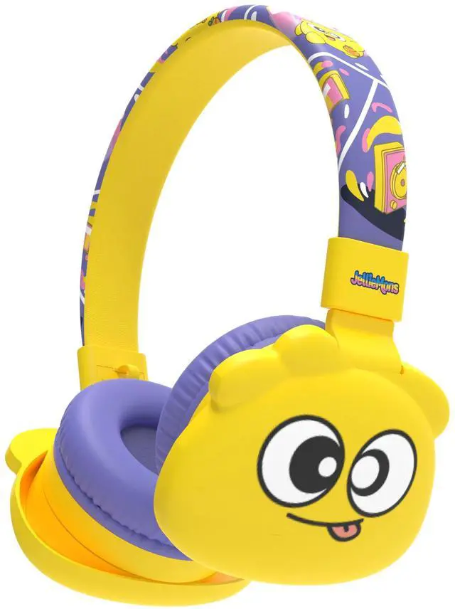 Main image of JellieMons Booma Echo Wireless Stereo Headphones for Kids, Over Ear, Foldable, Fun Characters, Safe Volume Features, Optional Wired Connection, School Ready, Long Play time.(Yellow)