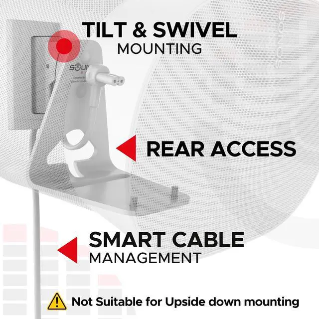 Alt view image 4 of 5 - Sound Bass ERA300 Wall Mount Bracket, Tilt and Swivel, White, Twin (2pcs), Compatible with Sonos ERA 300, Effortless Installation, Includes Mounting Kit, Double, Pair