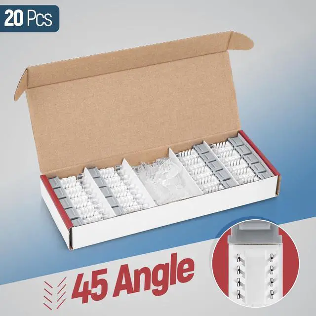 Alt view image 2 of 5 - Everest 45 Degree RJ45 Cat6 Keystone Jacks Slim Profile 20-Pack Gray