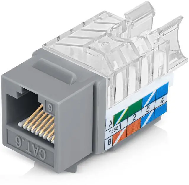 Main image of Everest 45 Degree RJ45 Cat6 Keystone Jacks Slim Profile 20-Pack Gray
