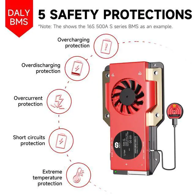 Alt view image 3 of 5 - DALY BMS 12V 4S 150A LiFePO4 - Smart Bluetooth Battery Protection Board for 12 Volt Lithium Battery Pack for RV Trolling Motor Portable Power Station