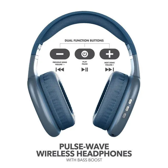 Alt view image 5 of 5 - RCA Wave-56 Wireless Headphones, 40H Battery, Hi-Res Audio, Enhanced Bass, Noise Cancelling, Transparency Mode, Lightweight Over-Ear Bluetooth Headphones with Comfort Fit, Travel-Friendly (Navy