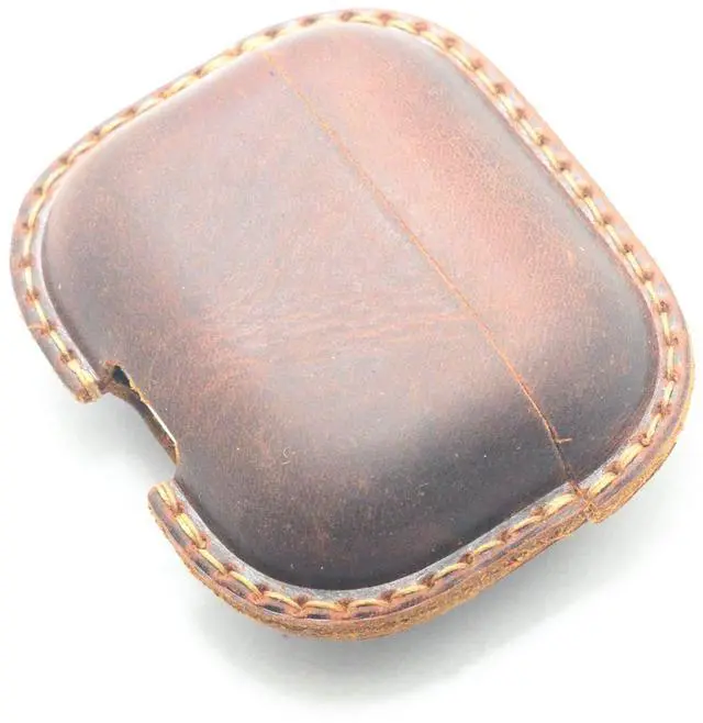 Main image of JJNUSA Genuine Leather Distressed Leather for Apple AirPods Pro 2 1 Wireless Charging Case Protective Cover Earbud Case Brown