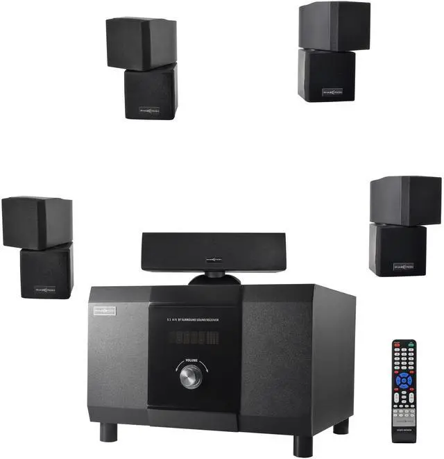Main image of 5.1 Channel Home Theater System with 10" Subwoofer, Bluetooth,5 Speakers, Remote, Radio, RCA- Perfect for Movies, Music, Karaoke