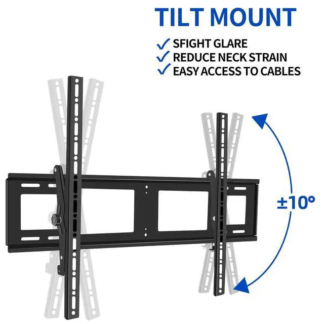 Alt view image 2 of 5 - HILLPORT Tilting TV Wall Mount Bracket Low Profile for Most 55 65 75 80 85 inch LED LCD OLED, Plasma Flat Screen Stand with VESA 900x600mm Weight up to 220lbs DT85