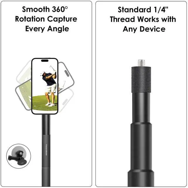 Alt view image 3 of 5 - Golf Monopod Stick, Record Golf Swing with Magnetic Phone Holder, Adjustable Tripod with Spike Stake Golf Accessories Golf Swing Training, Compatible with Gopro Insta, Golf Train Aids