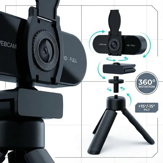Alt view image 3 of 5 - TOYAYAYO 2K HD Webcam with Microphone, Noise Cancellation, Privacy Cover, Wide-Angle Lens, Auto Light Correction, Plug & Play USB Webcam for Laptop, Desktop, PC, Mac, Zoom, Skype, Streaming