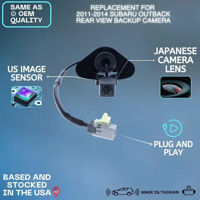 Alt view image 2 of 5 - Backup Camera Replaces for 2011 2012 2013 2014 Subaru Outback OE Part # 86267AJ10B 86267AJ10A 86267-AJ10B 86267-AJ10A