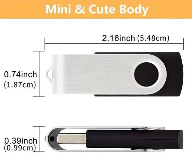 Alt view image 2 of 5 - Generic 5-Pack 64GB Swivel Flash Drives Value Set, Organize Your Digital Life with Color-Coded USB Sticks for Work, School, Home - Assorted Colors (5 Pack Swivel USB Black, 64GB)
