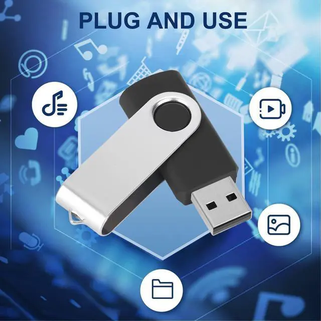 Alt view image 5 of 5 - Generic 5-Pack 64GB Swivel Flash Drives Value Set, Organize Your Digital Life with Color-Coded USB Sticks for Work, School, Home - Assorted Colors (5 Pack Swivel USB Black, 64GB)