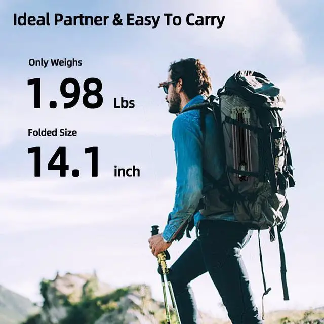 Alt view image 4 of 5 - Fotopro Carbon Fiber Tripod 60 Inch 360 Degree Ball Head Quick Release Plate Lightweight Camera Tripod for Travel Tripod Folded Height Only 14.3", Max Loads up to 22lbs, X-Aircross 3 Green