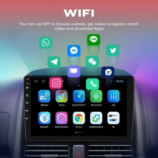 Alt view image 4 of 5 - Wostoke Car CarPlay Android Auto Navigation Stereo GPS Radio Reverse Camera Display 9" IPS Touchscreen Headunit Tablet Pad Media Player for Chrysler 300C 2005-2007, if Applicable Quad Core 4G+64G