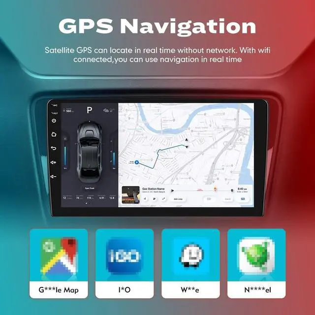 Alt view image 3 of 5 - Wostoke Car CarPlay Android Auto Navigation Stereo GPS Radio Reverse Camera Display 9" IPS Touchscreen Headunit Tablet Pad Media Player for Chrysler 300C 2005-2007, if Applicable Quad Core 4G+64G