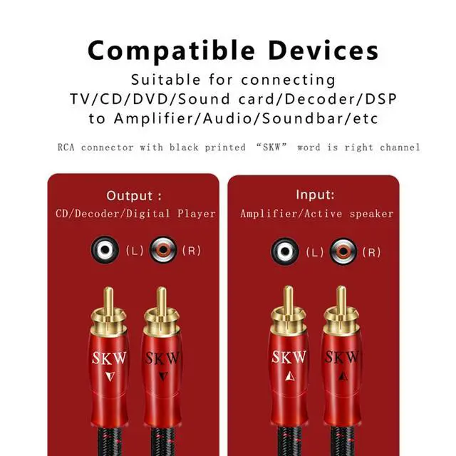 Alt view image 5 of 5 - SKW 2RCA to 2RCA Audio Interconnect Cable Entry Level HC Series Cable 6.5ft/2m