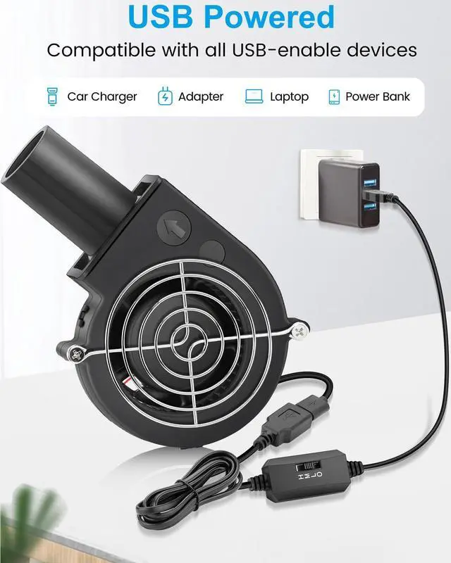 Alt view image 5 of 5 - GDSTIME 97mm x 33mm USB Blower Fan with Speed Control, Small 5V DC Brushless Centrifugal BBQ Fan Air Blower for Smoker Inflatables