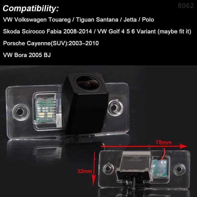 Alt view image 2 of 5 - Navinio Car Backup Camera Waterproof Rear-View License Plate Rear Reverse Parking Camera Replacement for Golf V Skoda Fabia Passat B5 Tiguan Polo Santana Cayenne