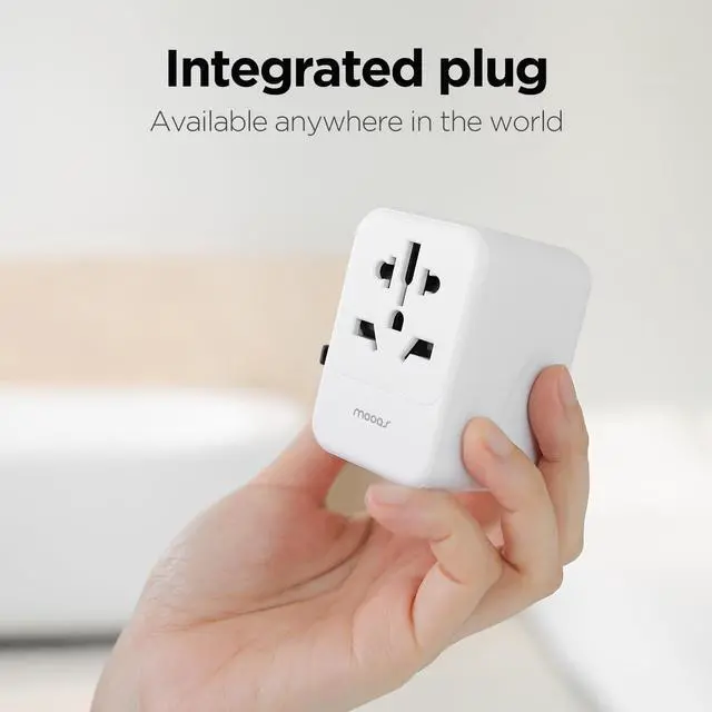 Alt view image 4 of 5 - mooas Universal Travel Adapter, International Power Plug Adapter with 2 USB-C and 2 USB-A Ports, PD30W, 2500W All-in-One Worldwide Wall Charger for USA EU UK AUS (White)