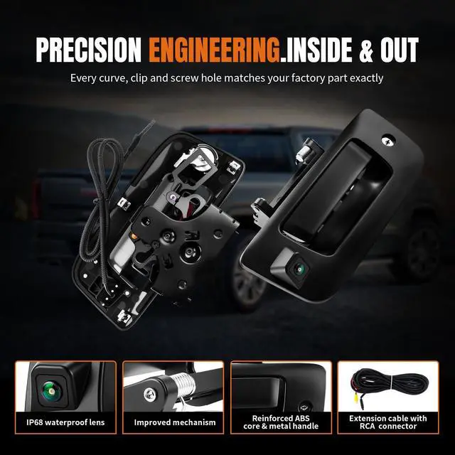 Alt view image 4 of 5 - LCWRGS Tailgate Handle Backup Camera & Bezel Trim Fits for 2007-2014 Chevy Silverado & GMC Sierra 1500 2500 3500 HD Tailgate Latch Door Handle Rear View Camera with Lock Cylinder Kit OE# 22755304