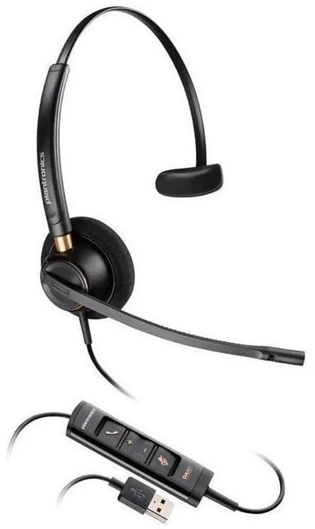 Main image of Poly - EncorePro 515 USB-A and USB-C USB Headset (Plantronics) - Cloud System Updates - Acoustic Hearing Protection - Works with Avaya, Genesys, and Cisco Call Center Platforms - Single Ear/Mono,B