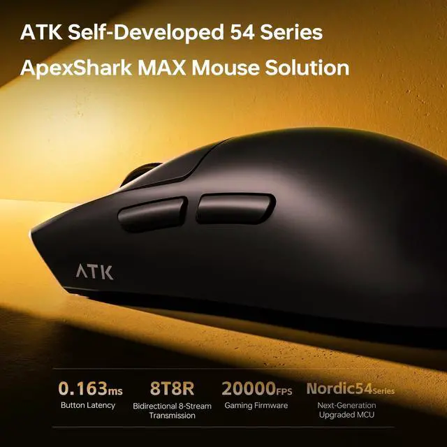 Alt view image 4 of 5 - ATK Blazing Sky X1 V2 Ultimate Wireless Gaming Mouse, PAW3950 Ultra Sensor, DPI up to 42,000, 54g Lightweight, 8K Polling, 800 Hr Battery Life, All-New Nano Coating, Dual-Mode 2.4G/Wired - Blac