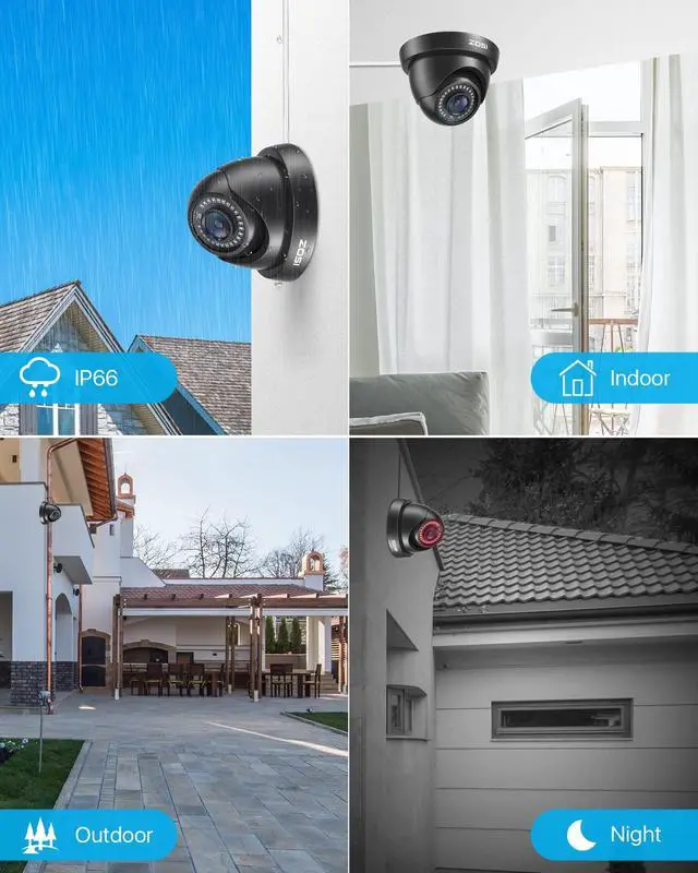 Alt view image 3 of 5 - ZOSI 4 Pack 1080P 1920TVL HD-TVI Dome Security Cameras,Night Vision,2MP Indoor Outdoor Home Surveillance CCTV Camera for 1080P/5MP/4K TVI Analog DVR