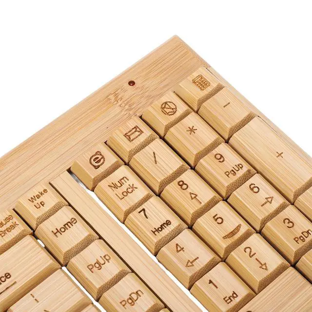 Main image of Handcrafted Bamboo Wireless Keyboard and Mouse Combo, 2.4G Ergonomic Set with USB Receiver for PC