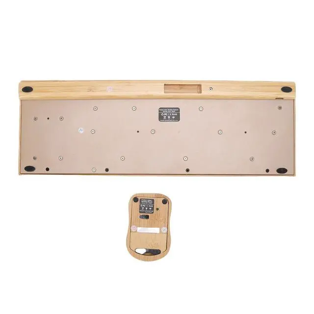Alt view image 5 of 5 - Handcrafted Bamboo Wireless Keyboard and Mouse Combo, 2.4G Ergonomic Set with USB Receiver for PC