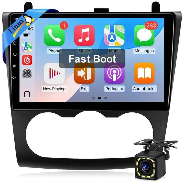 Main image of Leadfan Car Stereo Radio for Nissan Altima (Manual AC) 2008 2009 2010 2011 2012, 9inch Linux Fast Boot Radio for Nissan Altima with Wireless Carplay Android Auto Backup Camera SWC FM Bluetooth
