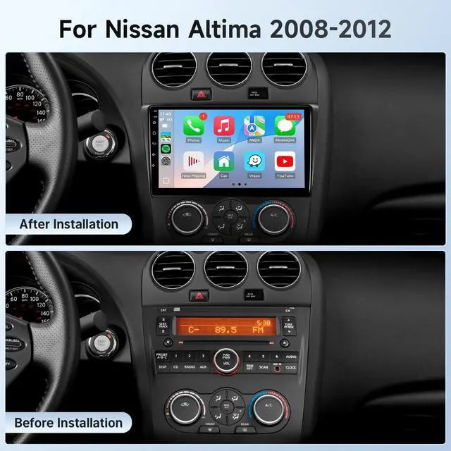 Alt view image 2 of 5 - Leadfan Car Stereo Radio for Nissan Altima (Manual AC) 2008 2009 2010 2011 2012, 9inch Linux Fast Boot Radio for Nissan Altima with Wireless Carplay Android Auto Backup Camera SWC FM Bluetooth