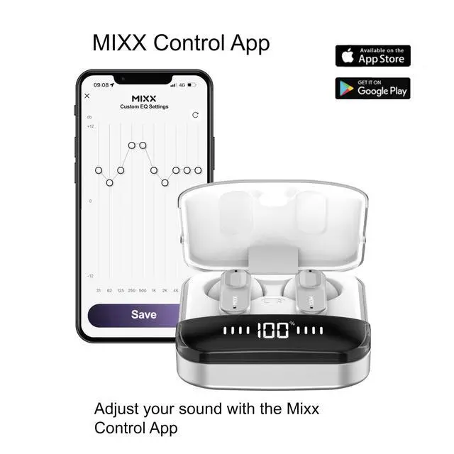 Alt view image 4 of 5 - MIXX StreamBuds Ultra Mini True Wireless Earbuds, Compact Zinc Alloy Case, Bluetooth in-Ear Headphones, App EQ Control, Digital Battery Display, 24H Playtime, Quick Charge, Touch Controls - Sil