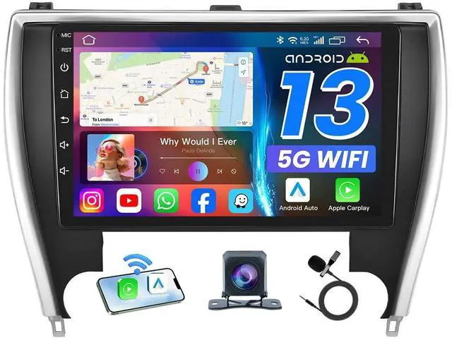 Main image of 4GB+64GB Car Radio for Toyota Camry 2015 2016 2017 Upgrade: 10.1" Touchscreen 1280 * 800 1.8GHZ CPU Head Unit Stereo Carplay Android Auto, Bluetooth 5.4, GPS, Backup Camera FM/SWC, Split Screen
