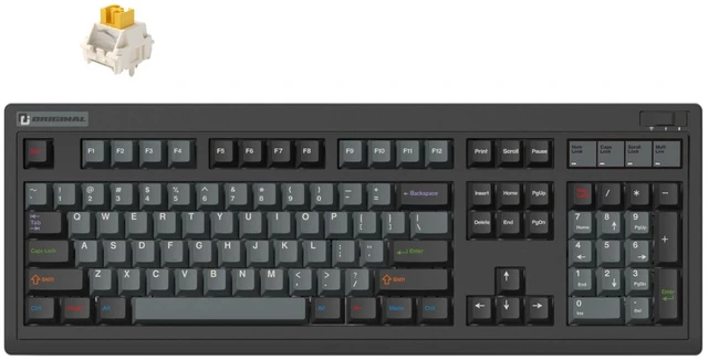 Main image of FLESPORTS OG104 Retro Tri-Mode Mechanical Keyboard, Full-Size Gasket Mount Hot Swappable Gaming Keyboard, PBT Keycaps, 4000mAh for Mac/PC - Pre-lubed Creamy Linear Switches ^^ Black