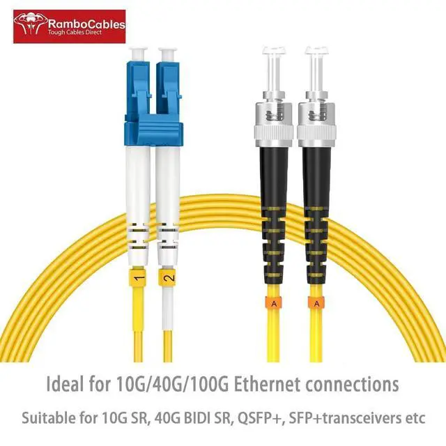 Alt view image 3 of 5 - RamboCables OS2 LC to ST Fiber Patch Cable, 26ft/8m-2pack, Single Mode Fiber, Duplex 9/125m, Fiber Optic Cable, Optical Jumper Cable Patch Cord LSZH, Length Option: 1m-30m,