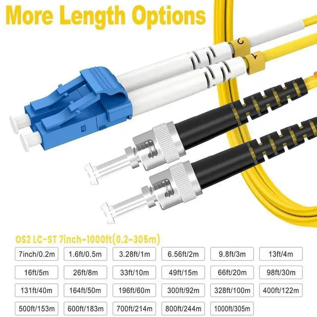 Alt view image 4 of 5 - RamboCables OS2 LC to ST Fiber Patch Cable, 26ft/8m-2pack, Single Mode Fiber, Duplex 9/125m, Fiber Optic Cable, Optical Jumper Cable Patch Cord LSZH, Length Option: 1m-30m,
