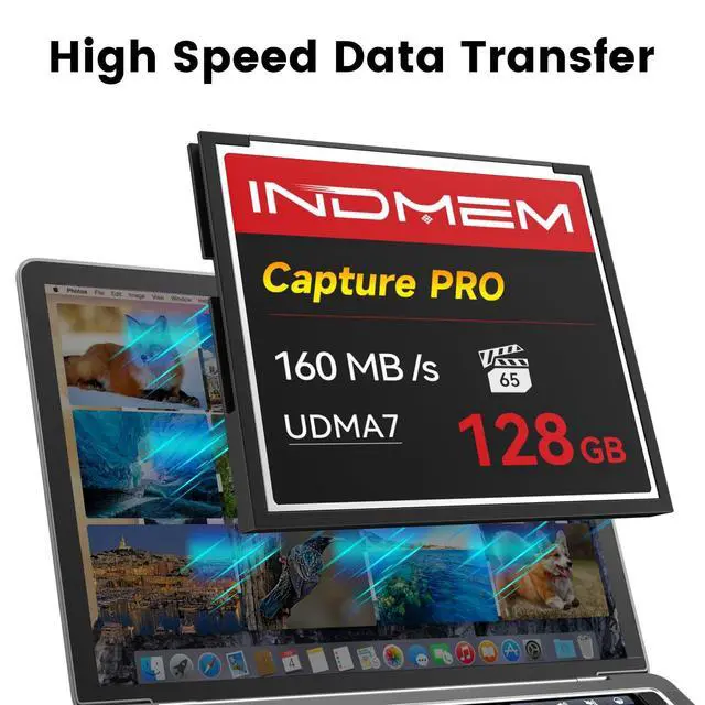 Alt view image 3 of 5 - CF Card 128GB Memory Card High Speed UDMA Up to 160MB/s Camera Cards Designed for Photographers & Videographers,Support High-Speed Continuous Shooting or 4K Video Recording (Black-128G)